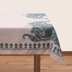 Tablecloth - Bagrationi - Beige/Turquoise - Polyester, აირჩიეთ მასალა: ბამბა, ზომა: 210x140