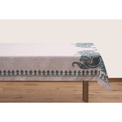 Tablecloth - Bagrationi - Beige/Turquoise - Polyester, აირჩიეთ მასალა: პოლიესტერი, ზომა ახალი : 140x140, მასალა: პოლიესტერი, 2 image