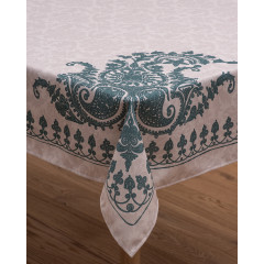 Tablecloth - Bagrationi - Beige/Turquoise - Polyester, აირჩიეთ მასალა: პოლიესტერი, ზომა ახალი : 140x140, მასალა: პოლიესტერი, 3 image
