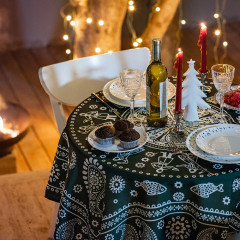 სუფრა - კალა - მწვანე, ზომა: 210 x 140 სმ, აირჩიეთ მასალა: პოლიესტერი