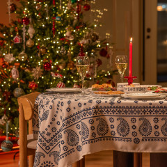 სუფრა - კალა - თეთრი, ზომა: 140 x 140 სმ, აირჩიეთ მასალა: პოლიესტერი