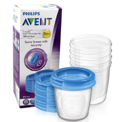 რძის შესანახი კონტეინერები, "Avent"180 მლ, 5ც