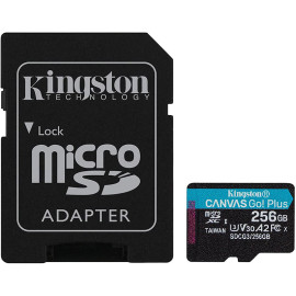 Kingston მეხსიერების ბარათი 256GB microSDXC C10 UHS-I U3 A2 R170 SDCG3/256GB