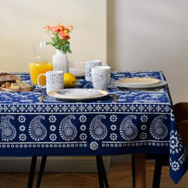 სუფრა - კალა - ლურჯი, ზომა: 140 x 140 სმ, აირჩიეთ მასალა: პოლიესტერი, 3 image