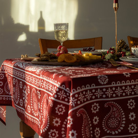 სუფრა - კალა - წითელი, ზომა: 140 x 140 სმ, აირჩიეთ მასალა: პოლიესტერი, 2 image