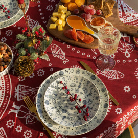 სუფრა - კალა - წითელი, ზომა: 140 x 140 სმ, აირჩიეთ მასალა: პოლიესტერი, 4 image