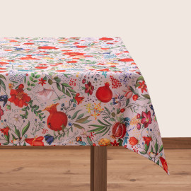 სუფრა - ბროწეულების ბაღი - თეთრი, აირჩიეთ მასალა: პოლიესტერი, ზომა: 140x140