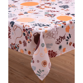 სუფრა - ქვევრები - თეთრი, ზომა: 140 x 140 სმ, აირჩიეთ მასალა: პოლიესტერი, 3 image