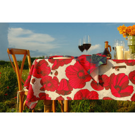 სუფრა - ყაყაჩო - თეთრი, ზომა: 140 x 140 სმ, აირჩიეთ მასალა: პოლიესტერი, 6 image