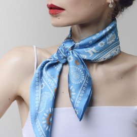 აბრეშუმის შარფი - კალა - ცისფერი, 2 image