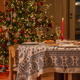 სუფრა - კალა - თეთრი, ზომა: 140 x 140 სმ, აირჩიეთ მასალა: პოლიესტერი