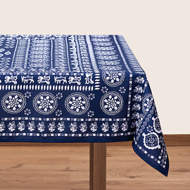 სუფრა - ახვლედიანი - ლურჯი, ზომა: 140 x 140 სმ, აირჩიეთ მასალა: პოლიესტერი