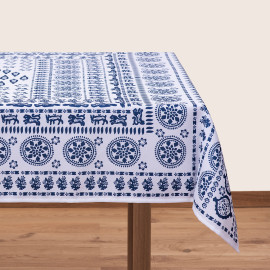 სუფრა - ახვლედიანი - თეთრი, ზომა: 140 x 140 სმ, აირჩიეთ მასალა: ბამბა