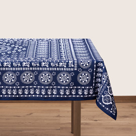 სუფრა - ახვლედიანი - ლურჯი, ზომა: 140 x 140 სმ, აირჩიეთ მასალა: პოლიესტერი