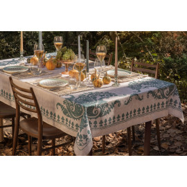 Tablecloth - Bagrationi - Beige/Turquoise - Polyester, აირჩიეთ მასალა: პოლიესტერი, ზომა ახალი : 140x140, მასალა: პოლიესტერი, 5 image