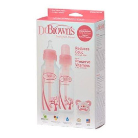 სასაჩუქრე ნაკრები ვარდისფერი (250 მლ სტანდარტული ბოთლი 2 ცალი და მატყუარა) - Dr.brown's, 2 image