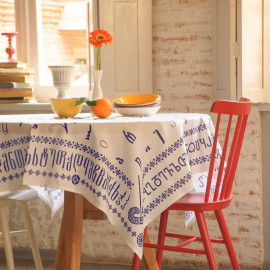 სუფრა - ანბანი - თეთრი, ზომა: 140 x 140 სმ, აირჩიეთ მასალა: პოლიესტერი, 3 image