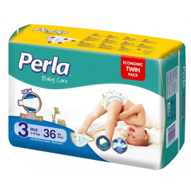 Perla ბავშვის საფენი თვინ ბეიბი 4-9 კგ მიდი N36 (პერლა)
