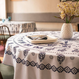 სუფრა - მეტეხი - თეთრი, ზომა: 140 x 140 სმ, აირჩიეთ მასალა: პოლიესტერი