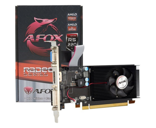 AFOX ვიდეო დაფა Radeon R5 220 1GB DDR3 64Bit DVI HDMI VGA LP Single Fan