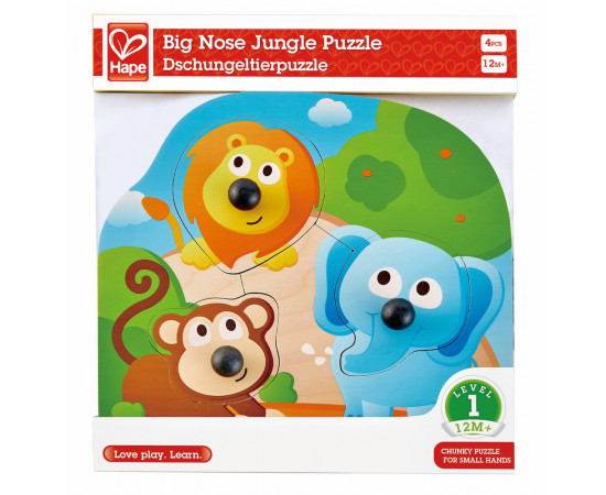 ხის სათამაშო პაზლი პატარებისთვის Big Nose Jungle Puzzle – Hape