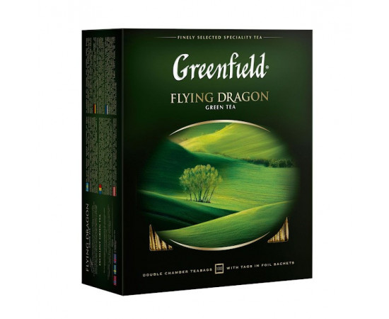 მწვანე ჩაი - ”ფლაინგ დრაგონ” (ერთჯერადი) 100ც - Greenfield