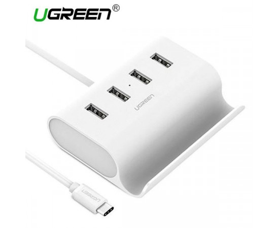 USB ჰაბი - UGREEN 30288 USB-C to 4-Ports USB 2.0 Hub 0.5m (White)