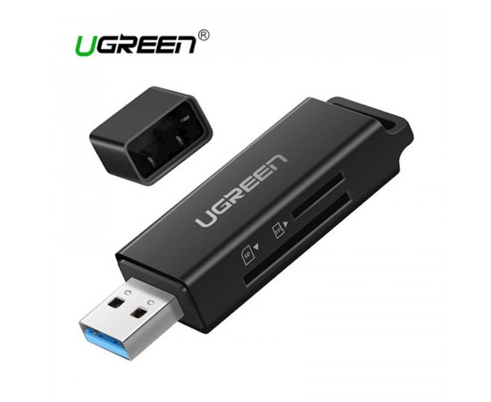 ბარათის წამკითხველი + მეხსიერების ბარათი  - UGREEN CM104 (40752) USB 3.0 to TF + SD Dual Card Reader (Black)