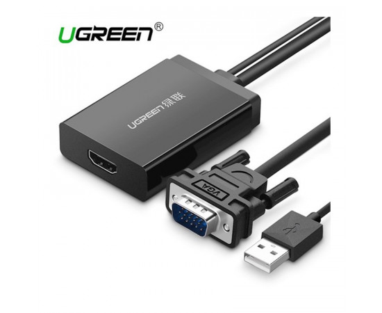 ადაპტერი - UGREEN MM106 (40213) VGA + USB Audio to HDMI Converter 0.5m (Black)