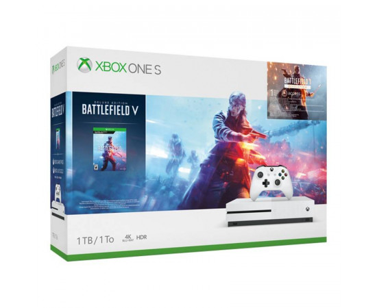 სათამაშო კონსოლი - Microsoft Xbox One S (1TB) White with Battlefield V Deluxe Edition