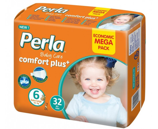 Perla ბავშვის საფენი მეგა ბეიბი 15+ კგ ექსტრა ლარჯი N32 (პერლა)