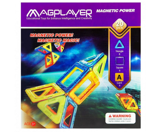 MagPlayer მაგნიტური კონსტრუქტორის ნაკრები 20 ც MPA-20