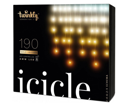 Smart Led გირლიანდა Twinkly Icicle AWW 190, Gen II, IP44TWI190GOP-TEU
