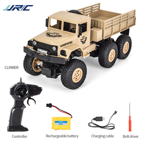 სათამაშო მანქანა JJRC Q69 2.4G Six-wheeled RC Military Truck Yellow, 4 image