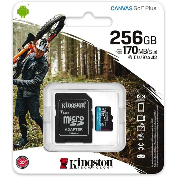 Kingston მეხსიერების ბარათი 256GB microSDXC C10 UHS-I U3 A2 R170 SDCG3/256GB, 3 image