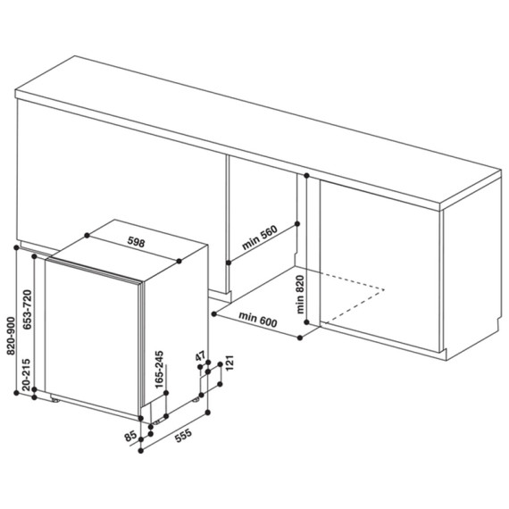 Whirlpool ჩასაშენებელი ჭურჭლის სარეცხი მანქანა  WI 7020 P BI/ White/Class A ++, 3 image