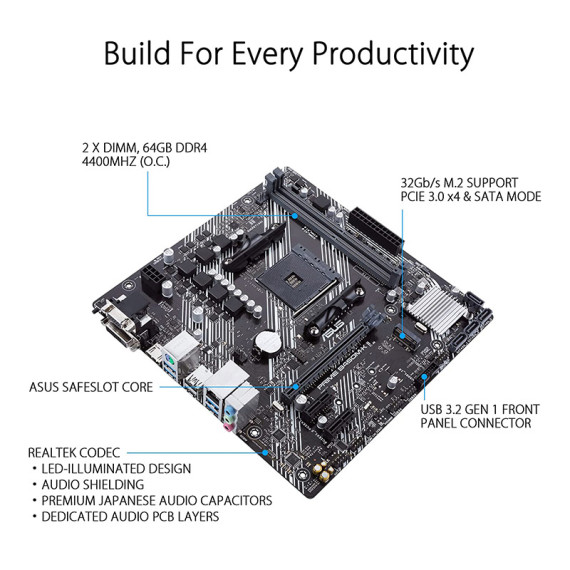 Asus დედა დაფა PRIME_B450M-K_II, 3 image