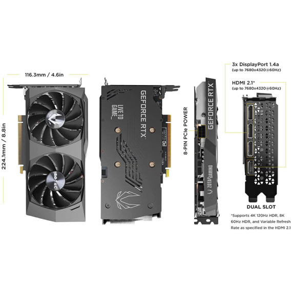 ZOTAC ვიდეო დაფა GeForce RTX3050 8GB GDDR6 Gaming Twin Edge OC, 2 image