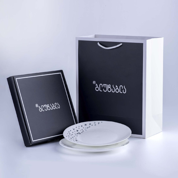 თეფში (2ც) - ინდიგო - ფაიფური - 25სმ, 4 image