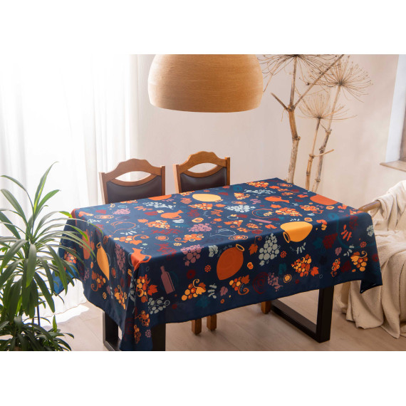 სუფრა - ქვევრები - ლურჯი, ზომა: 140 x 140 სმ, აირჩიეთ მასალა: პოლიესტერი, 3 image