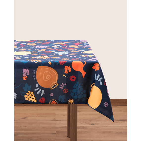 სუფრა - ქვევრები - ლურჯი, ზომა: 140 x 140 სმ, აირჩიეთ მასალა: პოლიესტერი, 9 image