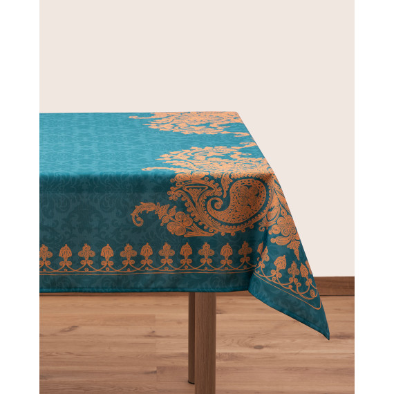 სუფრა - ბაგრატიონი - ფირუზისფერი - პოლიესტერი, ზომა: 140 x 140 სმ, აირჩიეთ მასალა: პოლიესტერი, 5 image