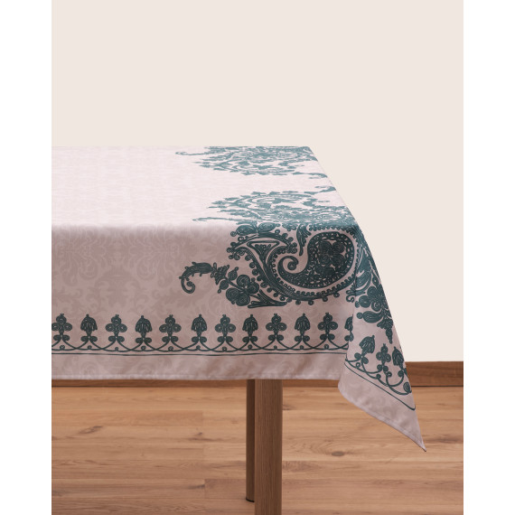 სუფრა - ბაგრატიონი - ბეჟი/ფირუზისფერი - პოლიესტერი, ზომა: 140 x 140 სმ, აირჩიეთ მასალა: პოლიესტერი, 2 image