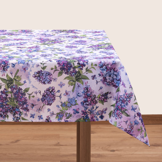 სუფრა - იასამანი - თეთრი, ზომა: 140 x 140 სმ, აირჩიეთ მასალა: პოლიესტერი