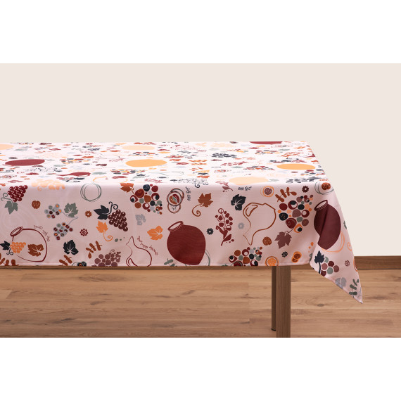 სუფრა - ქვევრები - თეთრი, ზომა: 140 x 140 სმ, აირჩიეთ მასალა: პოლიესტერი, 8 image