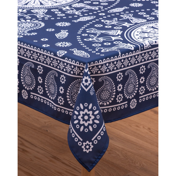 სუფრა - კალა - ლურჯი, ზომა: 140 x 140 სმ, აირჩიეთ მასალა: პოლიესტერი, 6 image