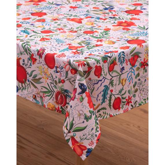 სუფრა - ბროწეულების ბაღი - თეთრი, ზომა: 140 x 140 სმ, აირჩიეთ მასალა: პოლიესტერი, 9 image