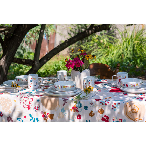 სუფრა - ქვევრები - თეთრი, ზომა: 140 x 140 სმ, აირჩიეთ მასალა: პოლიესტერი, 4 image