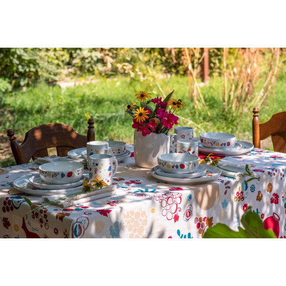 სუფრა - ქვევრები - თეთრი, ზომა: 140 x 140 სმ, აირჩიეთ მასალა: პოლიესტერი, 5 image