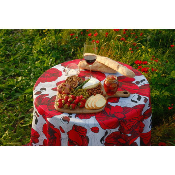 სუფრა - ყაყაჩო - თეთრი, ზომა: 140 x 140 სმ, აირჩიეთ მასალა: პოლიესტერი, 9 image